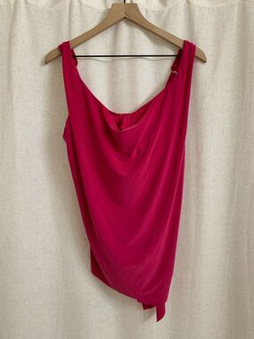 Magicsuit Fuchsia Draped Cowl Neck Tankini Swim Top Size 12